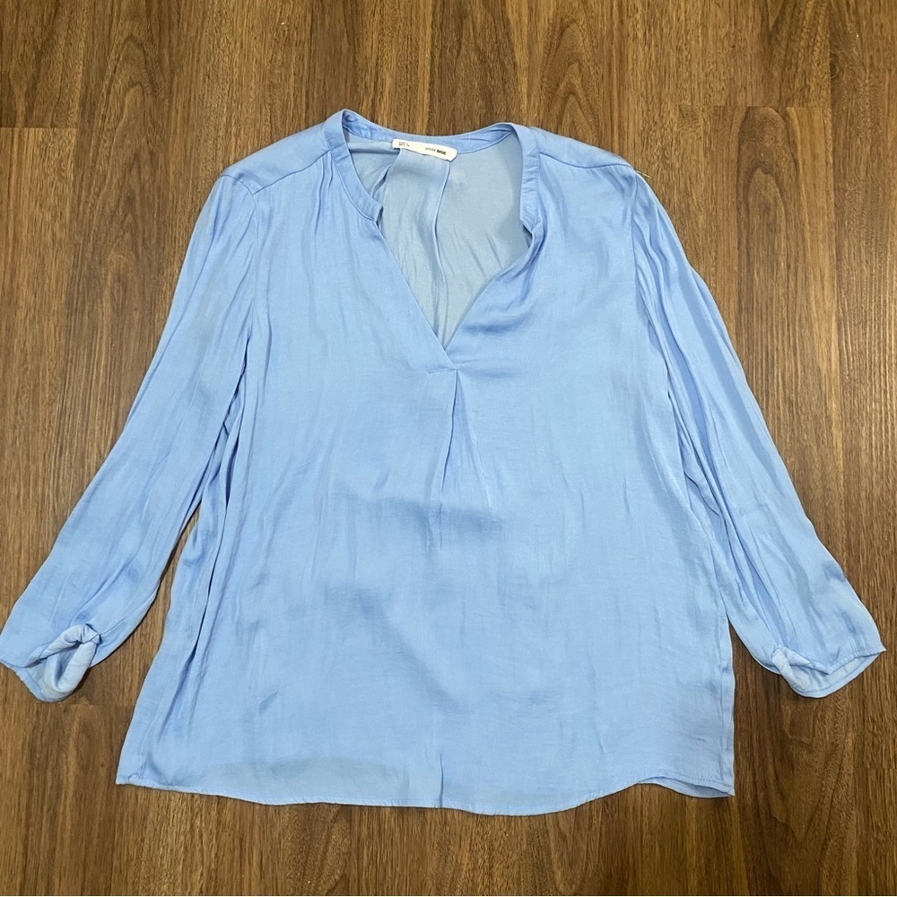 Sfera basic light blue, long sleeve tops, size large v-neck work‎ casual
